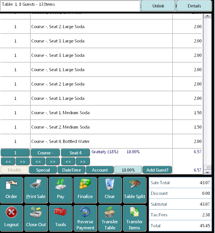 How to configure service charge gratuity items